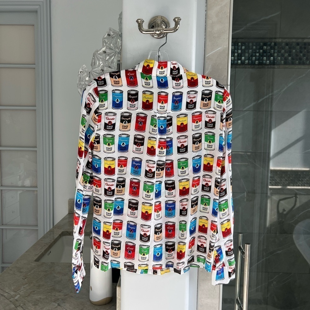 Alice + Olivia Willa Silk Button-Up Shirt Stace Soup - Picture 11 of 12